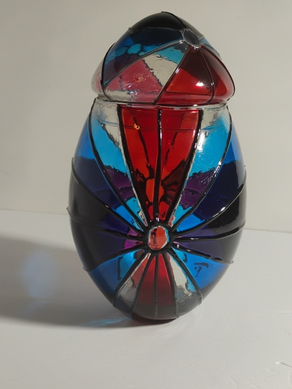 Stained Glass Decorative Candy Jar Egg Sculpture - Multicolor Made It Mexico